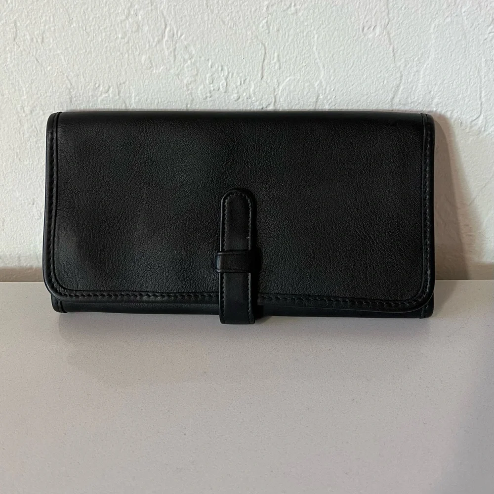 Coach Vintage Genuine Black Leather Trifold Jewelry Travel Case - Picture 2 of 11